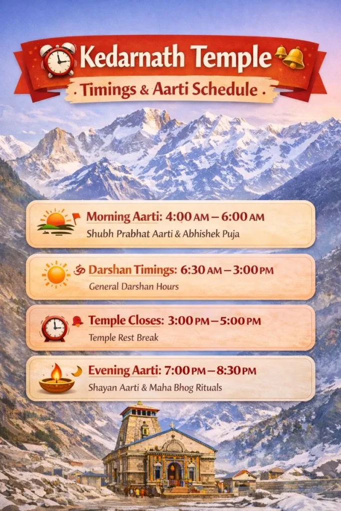 ⏰ Kedarnath Temple Opening 2026 | Time & Aarti Schedule